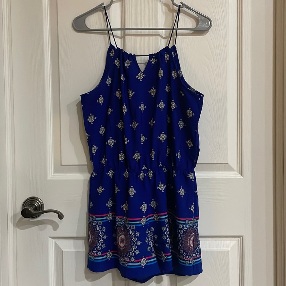 Blue Patterned Jumpsuit